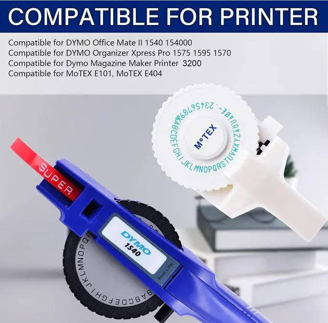 Alt view image 2 of 7 - 40 Pack Compatible for Dymo 521202 12mm 3D Plastic Embossing Label Tape 1/2'' Red on White Emboss Labels for Organizer Xpress 1575 1595 1570 Office Mate MoTEX Label Makers