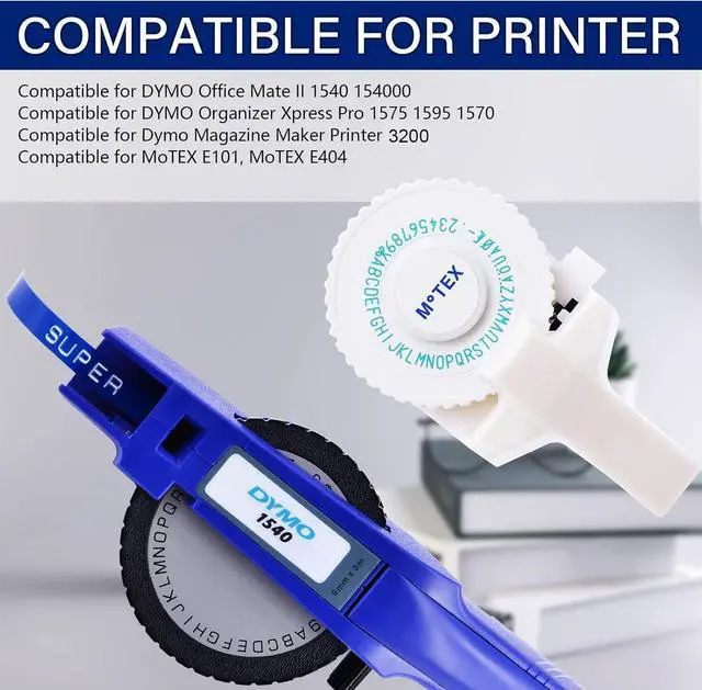Alt view image 2 of 7 - 40 Pack Compatible for Dymo 521206 12mm 3D Plastic Embossing Label Tape 1/2'' Blue on White Emboss Labels for Organizer Xpress 1575 1595 1570 Office Mate MoTEX Label Makers