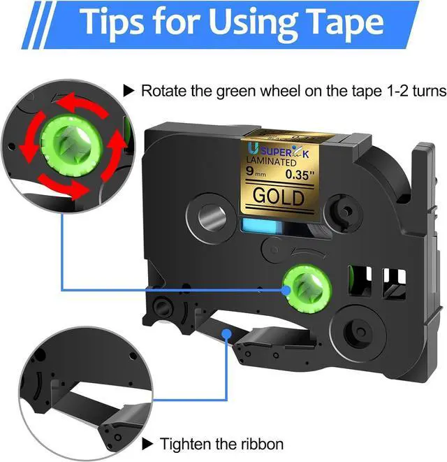 Alt view image 3 of 6 - 40 Pack 9mm 0.35 Laminated Gold Tape Compatible for Brother P Touch Label Maker Tape TZe-821 9mm Black on Gold TZe821 TZ-821 3/8 Inch TZe TZ Label for PT-D210 D200 D220 H100 H110 D400