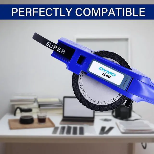 Alt view image 3 of 6 - 40 Pack Compatible for Dymo 520109 9mm 3D Plastic Embossing Label Tape 3/8'' Black on White Emboss Labels for Organizer Xpress 12966 1550 1595 1570 Office Mate MoTEX Label Makers