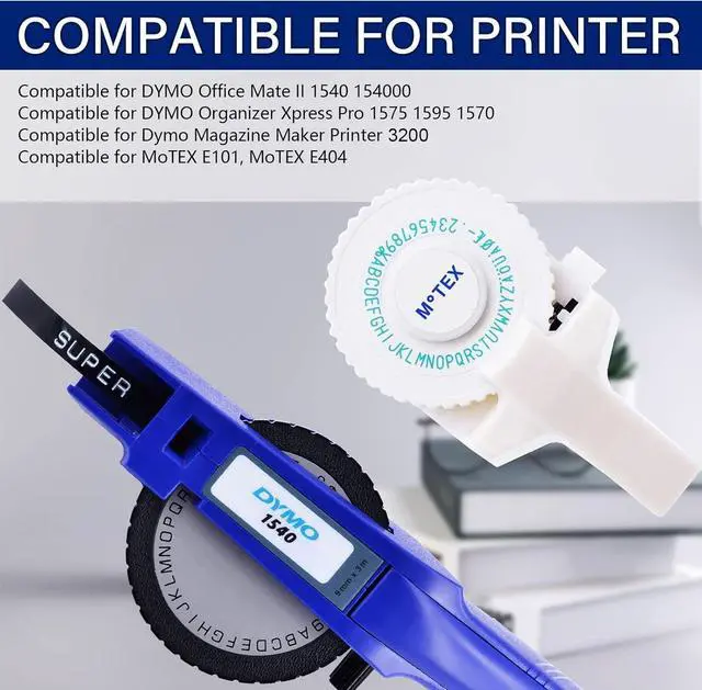 Alt view image 2 of 7 - 40 Pack Compatible for Dymo 521209 12mm 3D Plastic Embossing Label Tape 1/2'' Black on White Emboss Labels for Organizer Xpress 1575 1595 1570 Office Mate MoTEX Label Makers