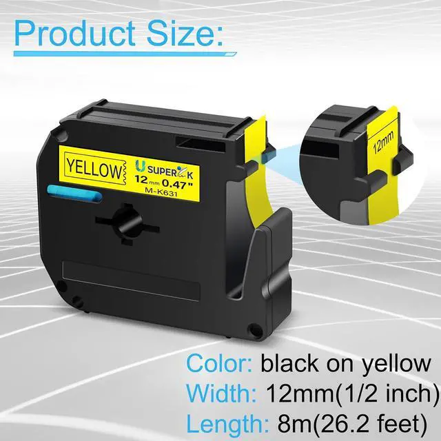 Alt view image 2 of 7 - 40 Pack Compatible for Brother P Touch M Tape M-K631 MK631 M631 M-631 12mm 1/2 Inch 0.47'' Yellow Label Tape for PT-45M PT-55BM PT-55S PT-65 PT-65SB Label Maker Tape Black on Yellow