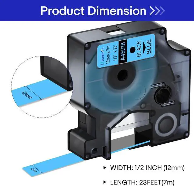 Alt view image 2 of 7 - 40 Pack Compatible for Dymo D1 Label Tape 45016 S0720560 Refill Black on Blue 1/2 inch x 23 feet Labeling Tape for LabelManager PnP 160 210D 260P 280 360D 420P 450D ColorPop Label Maker