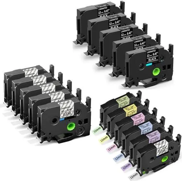 Main image of Freshworld Label Maker Tape Replace for Brother Label Maker Label Maker Tape 12mm 0.47 Laminated Durable Compatible with Brother P-Touch Printer, 16-Pack (6PK Colorful + 5PK Clear + 5PK Black)