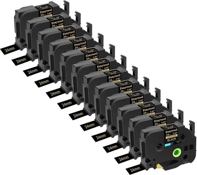 Main image of 12 Pack Compatible with P-Touch TZe-354 AZE-354 TZ-354 Gold on Black 24mm 0.94'' Laminated Label Tape Replacement for Ptouch PT-D600 PT-E500 PT-H500 PT-P710BT PT-1400 PT-9200DX Label Maker