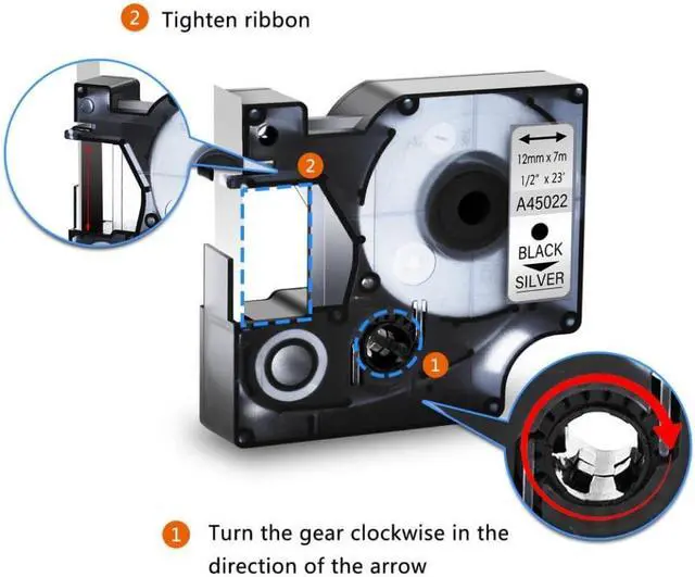 Alt view image 2 of 3 - 6 Pack Black On Silver Label Tape Compatible with D1 45022 12mm Suitable LabelManager 160 280 360D 420P 450 450D Label Makers