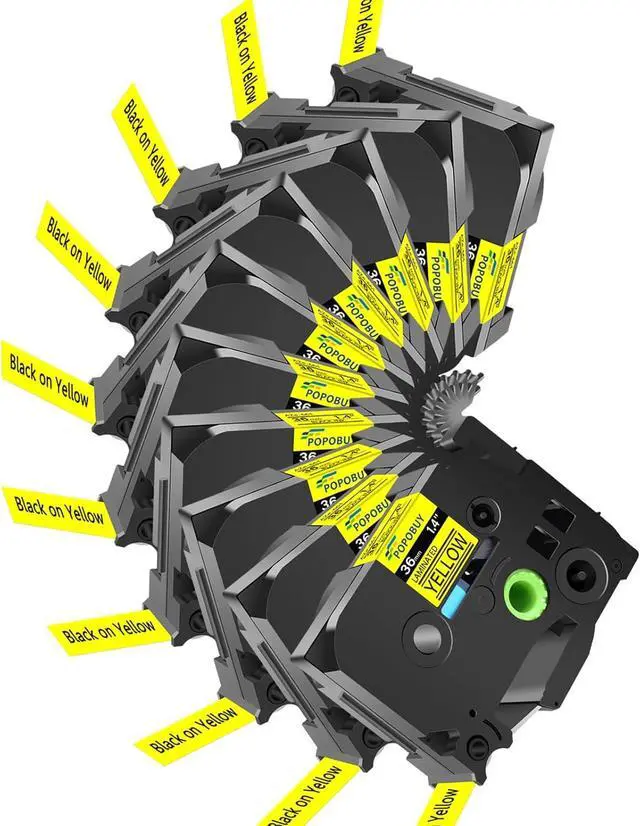 Main image of 36mm 1.4 Laminated Yellow Tape Compatible for Brother P-Touch TZ661 TZ-661 TZe-661 TZe661 Black on Yellow 1-1/2'' Label Tape for PT530 PT550 PT3600 PTP900W Label Maker, 10 Pack