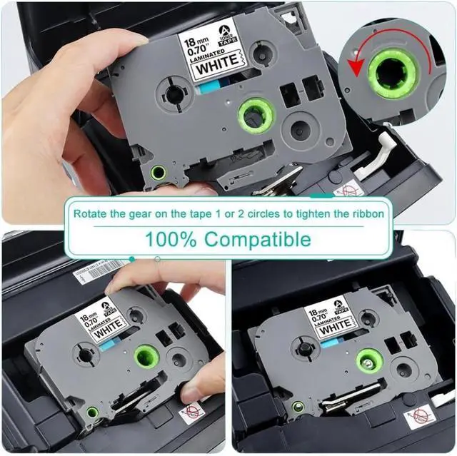 Alt view image 2 of 7 - 10PK 12mm TZ Yellow Tape TZ-FX631 TZFX631 Flexible ID Wire Label Cassette Ribbon Compatible with Label Maker