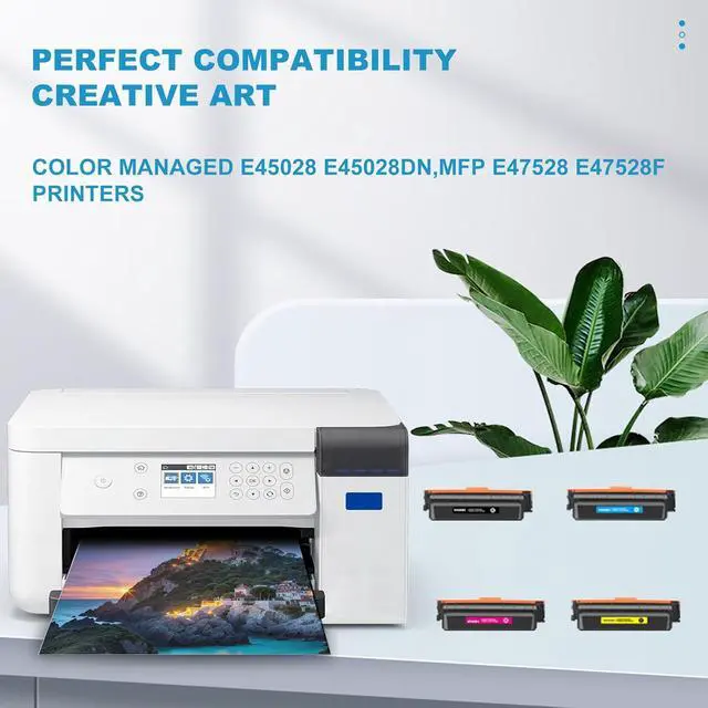 Alt view image 2 of 6 - High Capacity W9090MC Toner Cartridges W9090MC W9091MC W9093MC W9092MC Compatible with Color Managed E45028 E45028DN,MFP E47528 E47528f Printers (Latest chip,Show Ink Level)