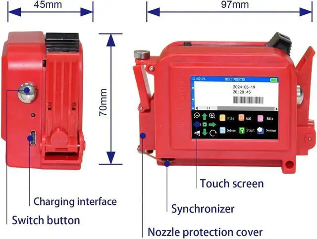 Alt view image 5 of 7 - 12.7mm Mini Portable Handheld Inkjet Printer for QR Barcode Text Image Logo Expire Date Label(Without Ink,US)