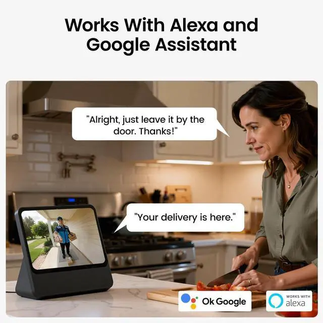 Alt view image 7 of 7 - AOSU Wireless Doorbell Camera, 170° Ultra Wide Viewing Angle, ligent Parcel Detection, 90 Days Battery Life, 2.4G WiFi Supported, 2K QHD Video Doorbell Compatible with Alexa and Google Assistant