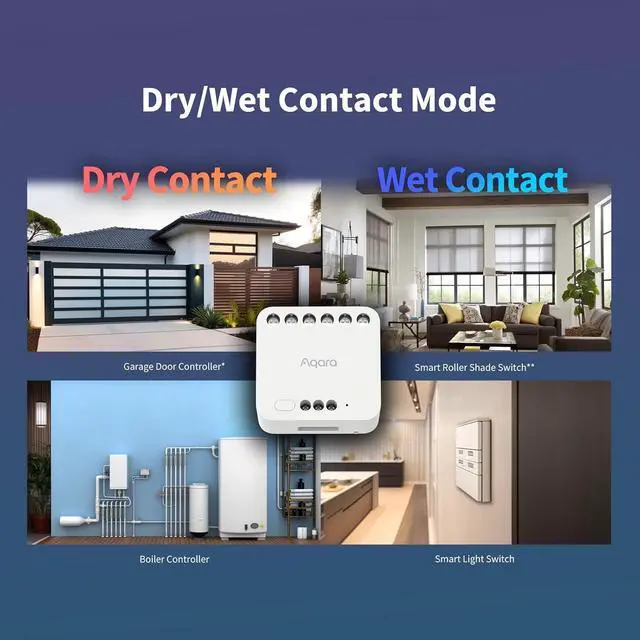 Alt view image 4 of 7 - Dual Relay Module T2 and Smart Light Switch H2 kit,Matter Over Bridge,Dry Contact Mode for Garage Doors and Boilers,Light Switch & Roller Shade Switch,Supports Homekit and Alexa