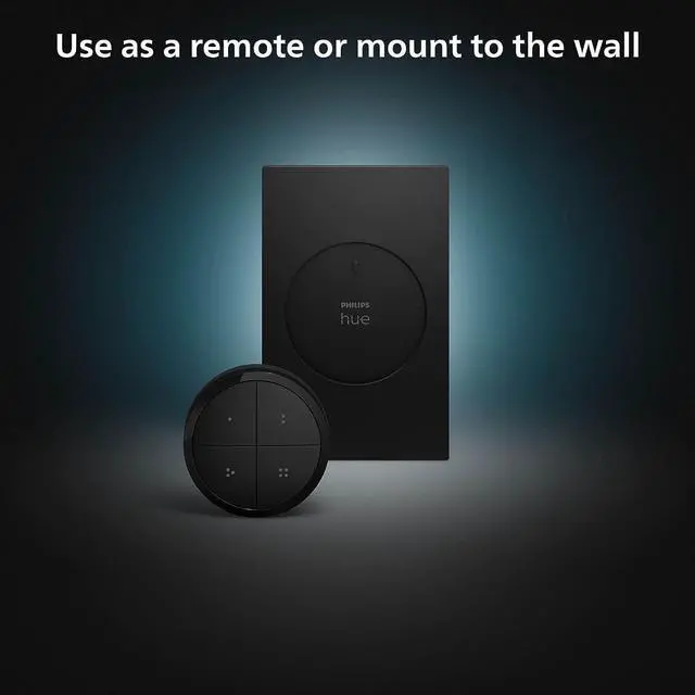 Alt view image 3 of 7 - Philips Hue Wall Tap Dial Light Switch, Portable, Black - 1 Pack - Requires Lights and Bridge - Smart Home - Easy, No-Wire Installation