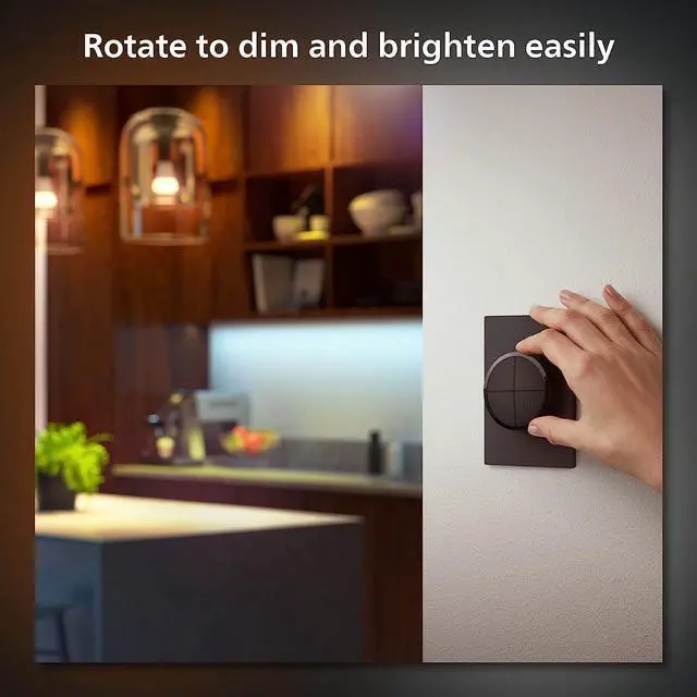 Alt view image 5 of 7 - Philips Hue Wall Tap Dial Light Switch, Portable, Black - 1 Pack - Requires Lights and Bridge - Smart Home - Easy, No-Wire Installation