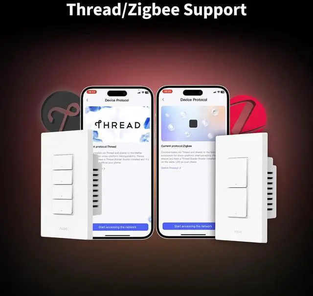 Alt view image 3 of 7 - Smart Light Switch H2 (2-in-1 Neutral, 2 Buttons, 1 Channel) | Matter Over Thread Wall Switch for Smart Home, Thread/Zigbee Protocol, Supports Apple Home, Google, Alexa