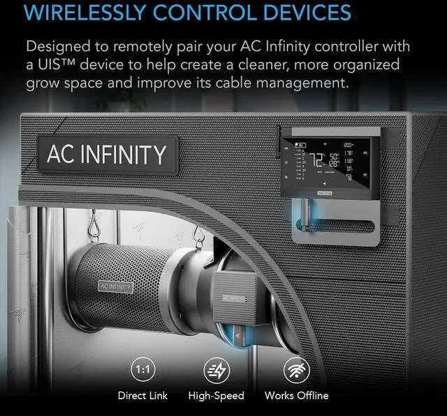 Alt view image 2 of 7 - AC Infinity UIS Wireless 1-to-1 Transmitter and Receiver Two-Pack, Replaces Wired Connector Cords, 26 ft. Max Range, 2.4 Ghz Remote Connection to UIS Devices and Controllers