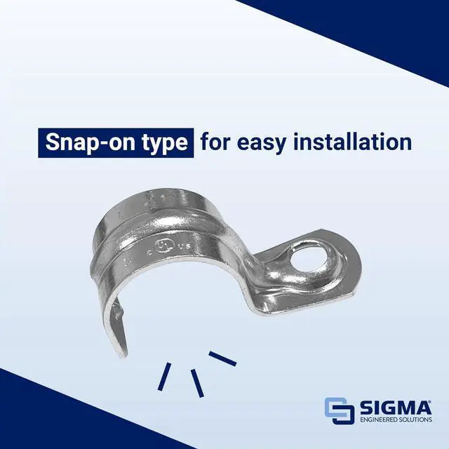 Alt view image 2 of 6 - Sigma Engineered Solutions ProConnex 1901 EMT One-Hole Strap, 1/2-Inch, 100-Pack (Gray)