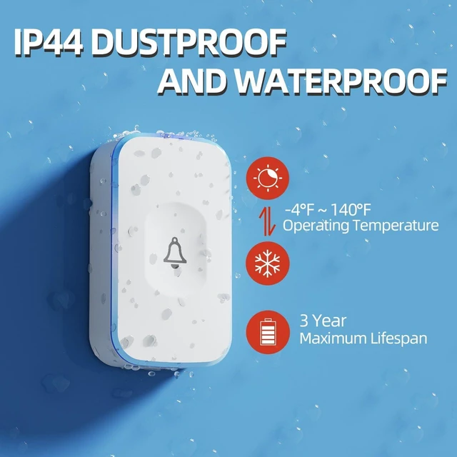 Alt view image 4 of 7 - Wireless Doorbells for Home Battery Operated Doorbell at 1200 Feet with Flashing Light 36 Melodies 4 Volume Levels (2 Portable Receivers & 1 Touch Button WhiteJSIEEM