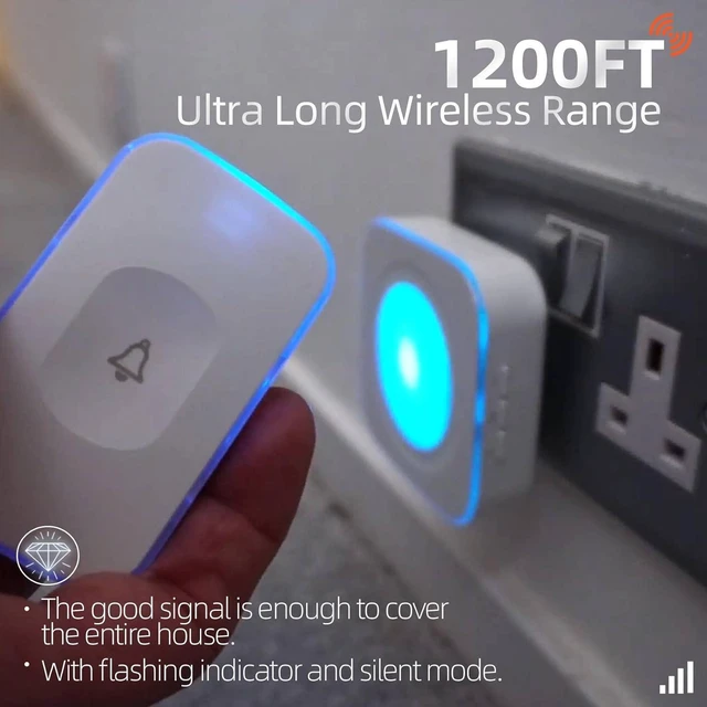 Alt view image 2 of 7 - Wireless Doorbells for Home Hearing Impaired Doorbell 2 Buttons & 3 Receivers Flashing Light Wireless Doorbell for Office Classroom Bedroom 1200Ft 36 Ringtones 4 Volume JSIEEM(White)