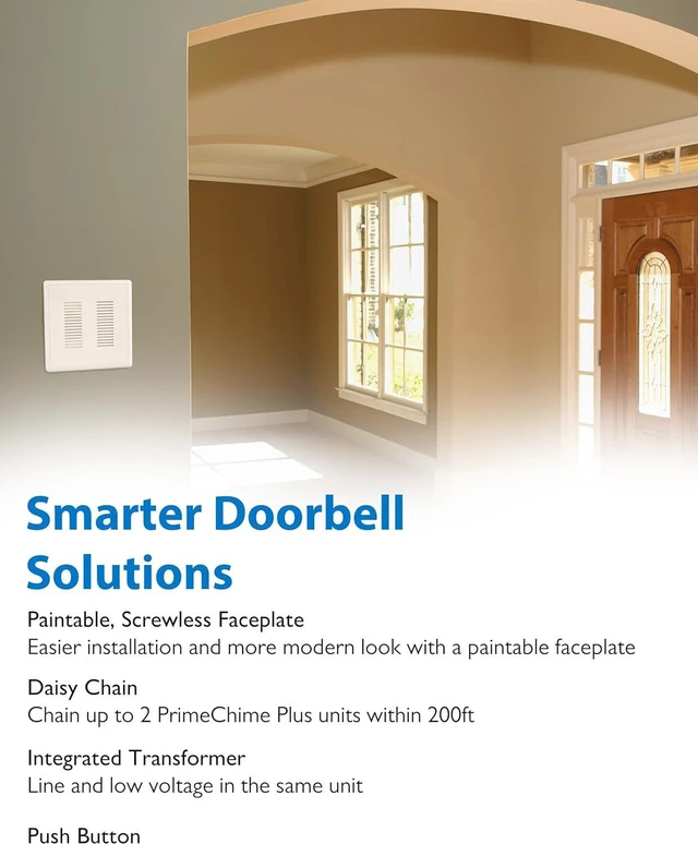 Alt view image 3 of 7 - PrimeChime Plus 2 Electric Doorbell Kit - Doorbells for Home - Includes Selectable Ring Chimes - Basic Button, White - NICOR Lighting