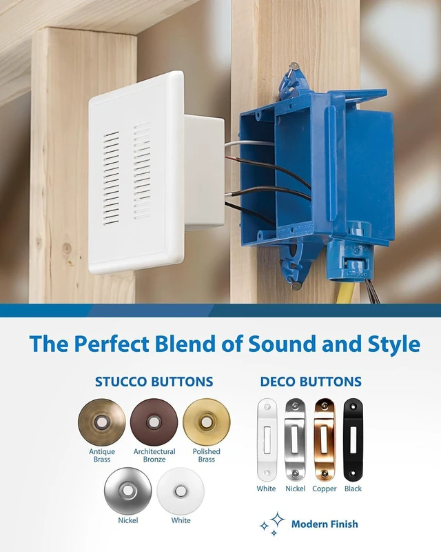 Alt view image 6 of 7 - PrimeChime Plus 2 Electric Doorbell Kit - Doorbells for Home - Includes Selectable Ring Chimes - Basic Button, White - NICOR Lighting