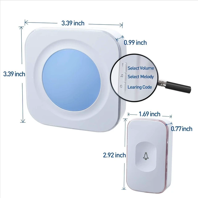 Alt view image 7 of 7 - Wireless Doorbells for Home Hearing Impaired Doorbell 2 Buttons & 3 Receivers Flashing Light Wireless Doorbell for Office Classroom Bedroom 1200Ft 36 Ringtones 4 Volume JSIEEM(White)