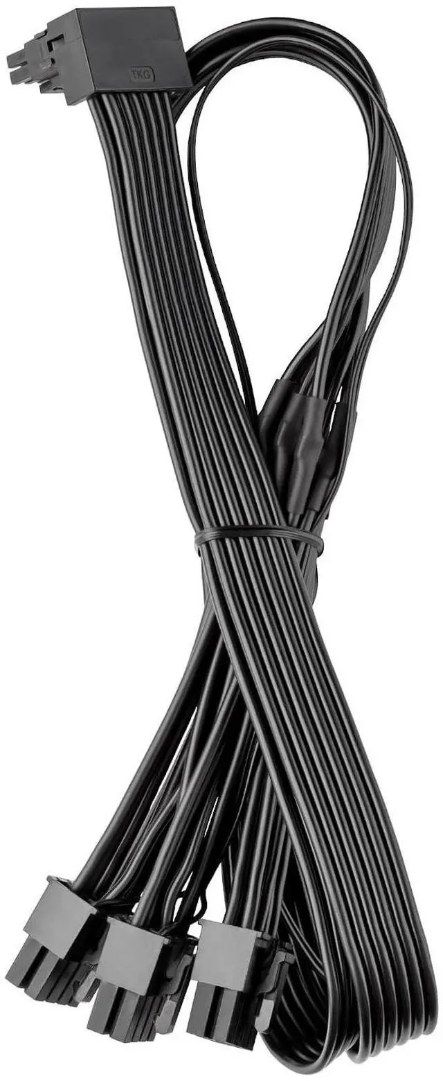 Main image of CableMod Basics E-Series 12VHPWR 90 Degree StealthSense PCI-e Cable for EVGA - Variant A (Black, 16-pin to Triple 8-pin, 60cm)