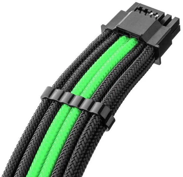 Alt view image 2 of 3 - CableMod E-Series Pro ModMesh Sleeved 12VHPWR StealthSense PCI-e Cable for EVGA G/G+ / P/P+ / T (Black + Light Green, 16-pin to Quad 8-pin, 60cm)
