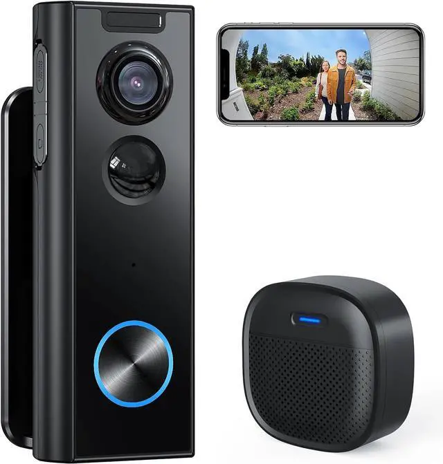 Main image of XTU 2K Wireless Video Doorbell Camera No Subscription with Chime & Multi-Angle Bracket, Two-Way Audio, Human Detection, Night Vision, Battery Powered, Compatible with Alexa and Google Home