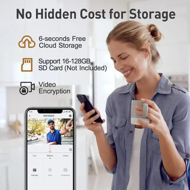 Alt view image 2 of 7 - XTU 2K Wireless Video Doorbell Camera No Subscription with Chime & Multi-Angle Bracket, Two-Way Audio, Human Detection, Night Vision, Battery Powered, Compatible with Alexa and Google Home
