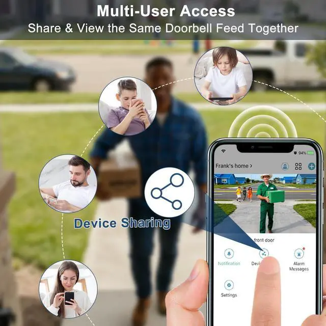 Alt view image 7 of 7 - Doorbell Camera Wireless with Chime -2K HD Smart Video Doorbell AI Motion Detection, Two-Way Audio, Night Vision, Cloud Storage,Battery Powered - Works with Alexa & Google, 2.4G WiFi Only