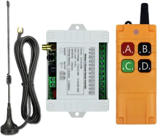Main image of DC 12V 24V 36V Wireless Remote Control Switch 10A 4CH 433Mhz 600ft Long Range Wireless Relay Switch for IndustrialHousehold Control etc