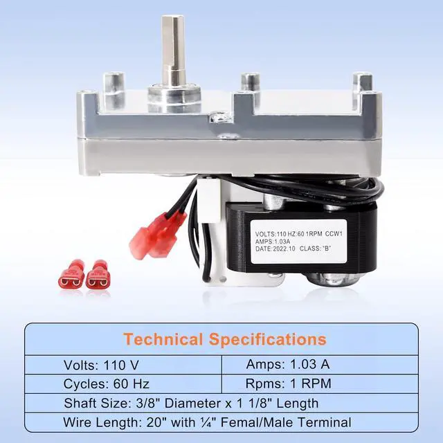Alt view image 3 of 6 - Criditpid PU-047040 Auger Motor Replacement for Englander 25-PDVC, 55-SHP10, 25-PDV Pellet Stoves, 1 RPM Counter Clockwise Auger Motor, Top and Bottom Auger Motor, 2 Pack.