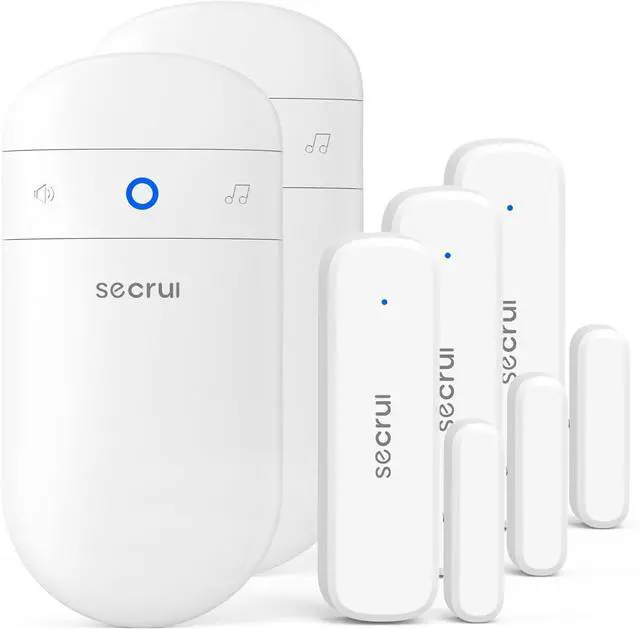 Main image of SECRUI Door Chime, Easy Installation Wireless Door Sensor Alarm with 500ft Range, 52 Chimes, 5 Adjustable Volumes, 3 Sensors and 2 Plug-in Receivers, White