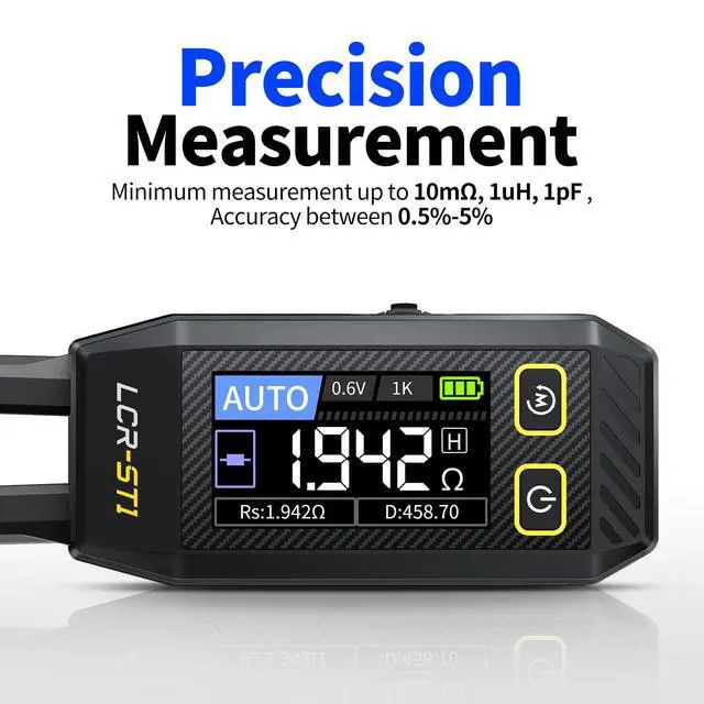 Alt view image 3 of 7 - FNIRSI LCR-ST1 10kHz LCR Meter Tweezers, Smart SMD Component Tester | Auto Recognition, D/Z/Q/R ESR, Data Export, for Capacitance Resistance Inductance Diode Continuity Electronics Circuit Board