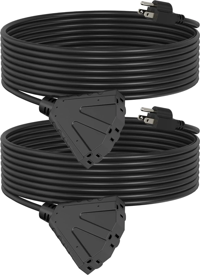 Main image of 50 ft Outdoor Extension Cord with 3-Outlets, 16 Gauge Black Extension Cord Waterproof, 13A 16AWG 1625W SJTW, ETL Listed- Great for Garage, Garden and Home