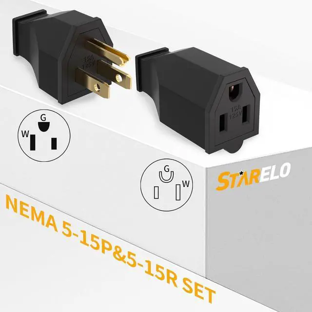 Alt view image 5 of 7 - STARELO Extension Cord Ends 125V 15A 2Pole 3Wire Male Plug and Female Connector Straight Blade Plug Replacement Electrical Extension Cord End(Male & Female 10 Set)