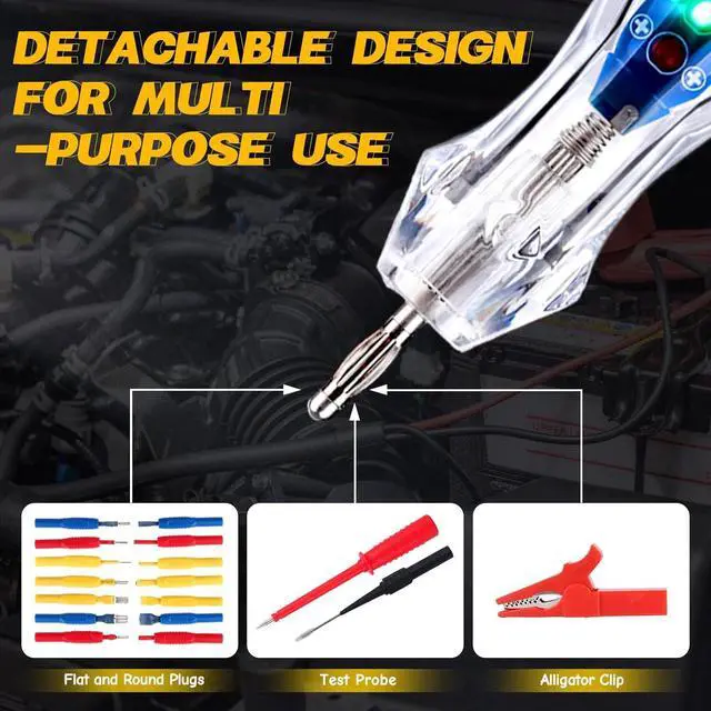 Alt view image 2 of 7 - Test Light Probe Kit, 3-72V DC LED Digital Automotive Circuit Tester with Voltmeter, 18 Pieces Multi Function Auto Fuse Voltage Tester Electric Probe Test Kit with Black Carrying Case