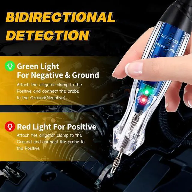 Alt view image 3 of 7 - Test Light Probe Kit, 3-72V DC LED Digital Automotive Circuit Tester with Voltmeter, 18 Pieces Multi Function Auto Fuse Voltage Tester Electric Probe Test Kit with Black Carrying Case