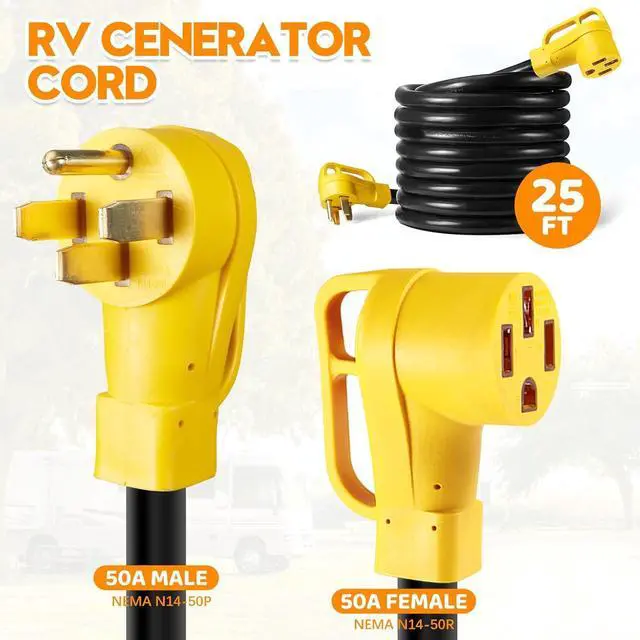 Alt view image 2 of 6 - 50 Amp RV/EV Extension Cord 6 FT Outdoor with Grip Handle, Flexible Heavy Duty Gauge 6/3AWG+8/1AWG 4 Prong RV Power Cord Waterproof, NEMA 14-50P to 14-50R, ETL Listed