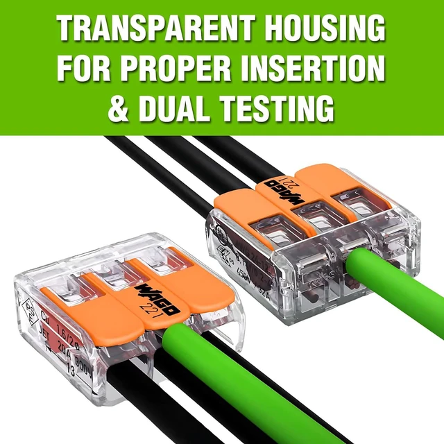 Alt view image 5 of 7 - WAGO 221 Series 26pc 10 AWG Compact Splicing Wire Connectors | Includes (10x 221-612), (10x 221-613), (6X 221-615) | WAGO Wire Connectors | 221 Series 10 AWG Lever Nuts | (2-Port) (3-Port) (5-Port)
