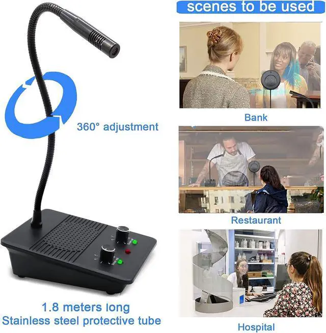 Alt view image 3 of 7 - Window Speaker Intercom System Dual-Way Window Counter interphone Anti-Interference Intercommunication Microphone Glass Window Microphone for Business/Bank/Office/Hospital
