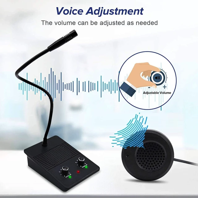 Alt view image 4 of 7 - Window Speaker Intercom System Dual-Way Window Counter interphone Anti-Interference Intercommunication Microphone Glass Window Microphone for Business/Bank/Office/Hospital