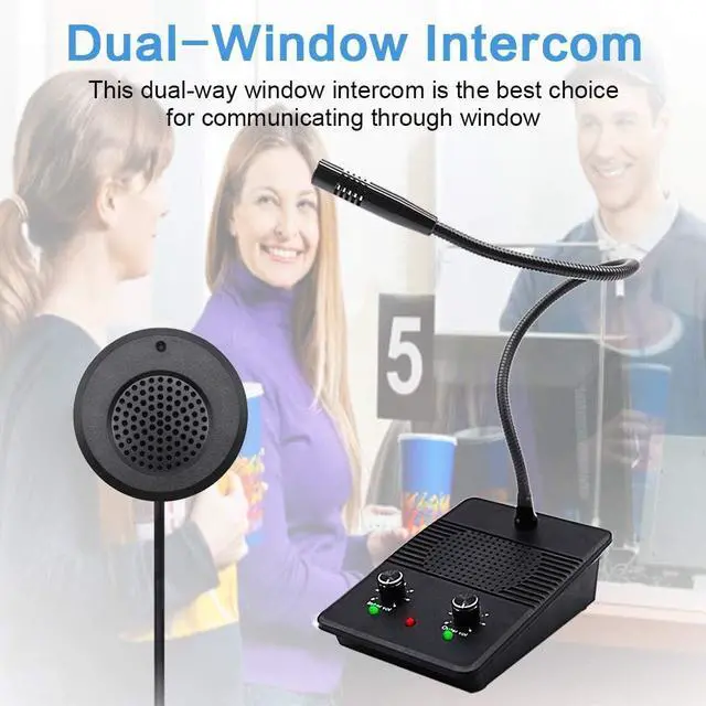 Alt view image 6 of 7 - Window Speaker Intercom System Dual-Way Window Counter interphone Anti-Interference Intercommunication Microphone Glass Window Microphone for Business/Bank/Office/Hospital
