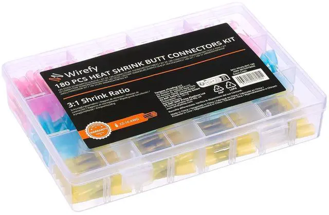 Alt view image 4 of 7 - Wirefy 180 PCS Heat Shrink Butt Connectors Kit - Marine Grade Butt Connectors - Wire Butt Splice Connectors - Electrical Waterproof Heat Shrink Butts - 22-10 AWG