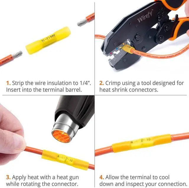 Alt view image 7 of 7 - Wirefy 180 PCS Heat Shrink Butt Connectors Kit - Marine Grade Butt Connectors - Wire Butt Splice Connectors - Electrical Waterproof Heat Shrink Butts - 22-10 AWG