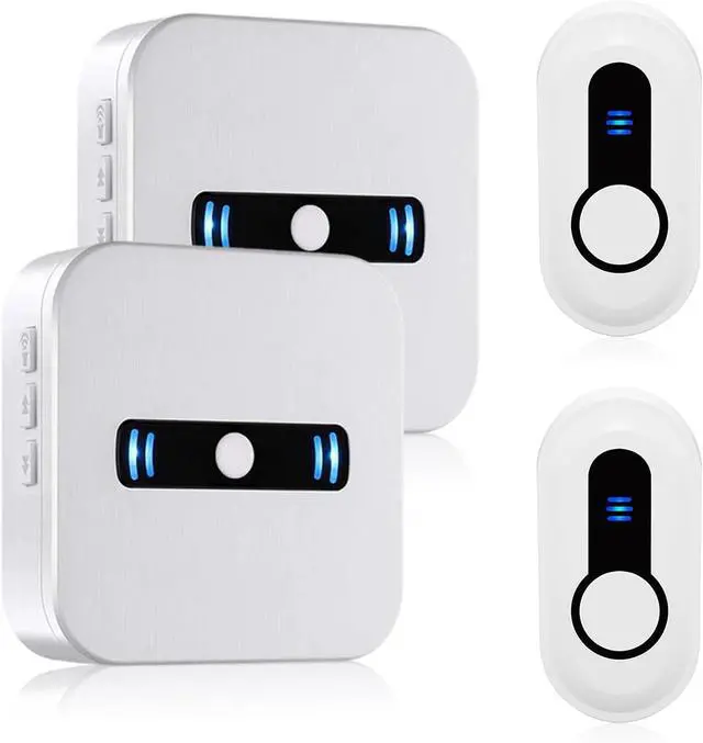 Main image of DAYTECH Wireless Doorbell Door Bell Ringer Battery Operated Door Chime with 20 Chimes 5 Volume Levels Portable Doorbells for Home/Business/Office Entrance, 2 Push Buttons 2 Receivers
