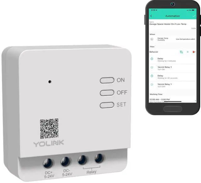 Main image of YoLink 1/4 Mile Super Long Range Smart Relay - Compatible With Alexa, Google, and IFTTT, Max. 5 Amps - Hub Required