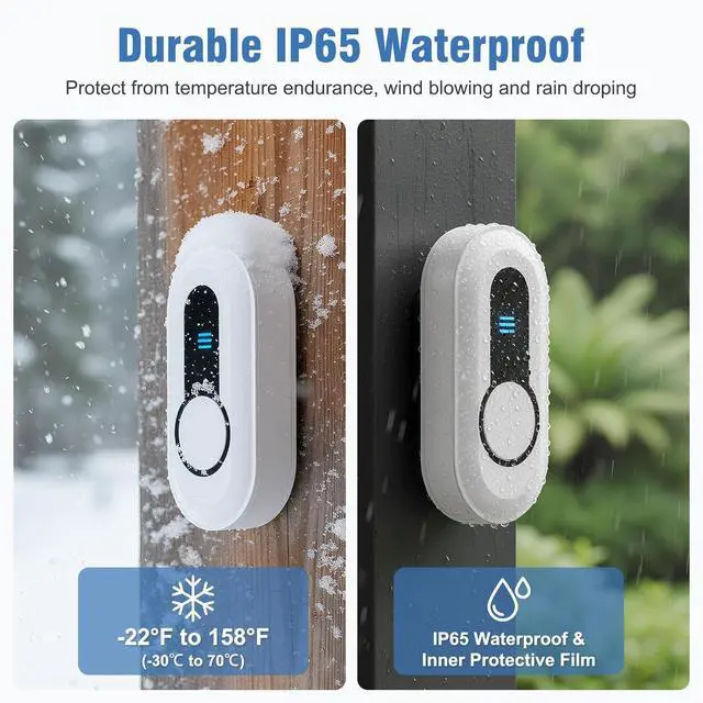 Alt view image 6 of 7 - DAYTECH Wireless Doorbell Door Bell Ringer Battery Operated Door Chime with 20 Chimes 5 Volume Levels Portable Doorbells for Home/Business/Office Entrance, 2 Push Buttons 2 Receivers