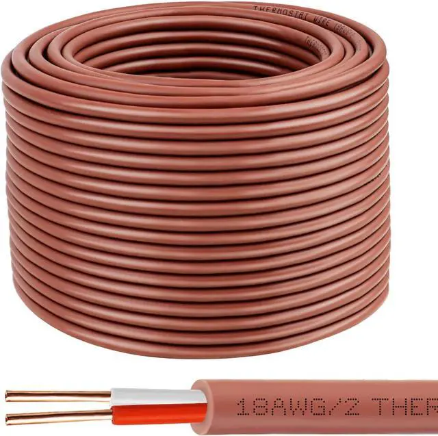 Main image of Thermostat Wire 18/2 100FT Solid Copper, Low Voltage, 18 Gauge, 2 Conductor Ideal for Thermostats, HVAC Systems, Doorbells, and Security Systems